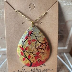 Hand Crafted Vibrant Leaf Necklace
